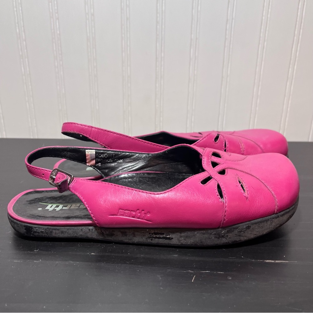 Earth Kalso Bouquet Tropical Pink Leather Slingback Sandals Negative Heel 8B - Picture 2 of 13